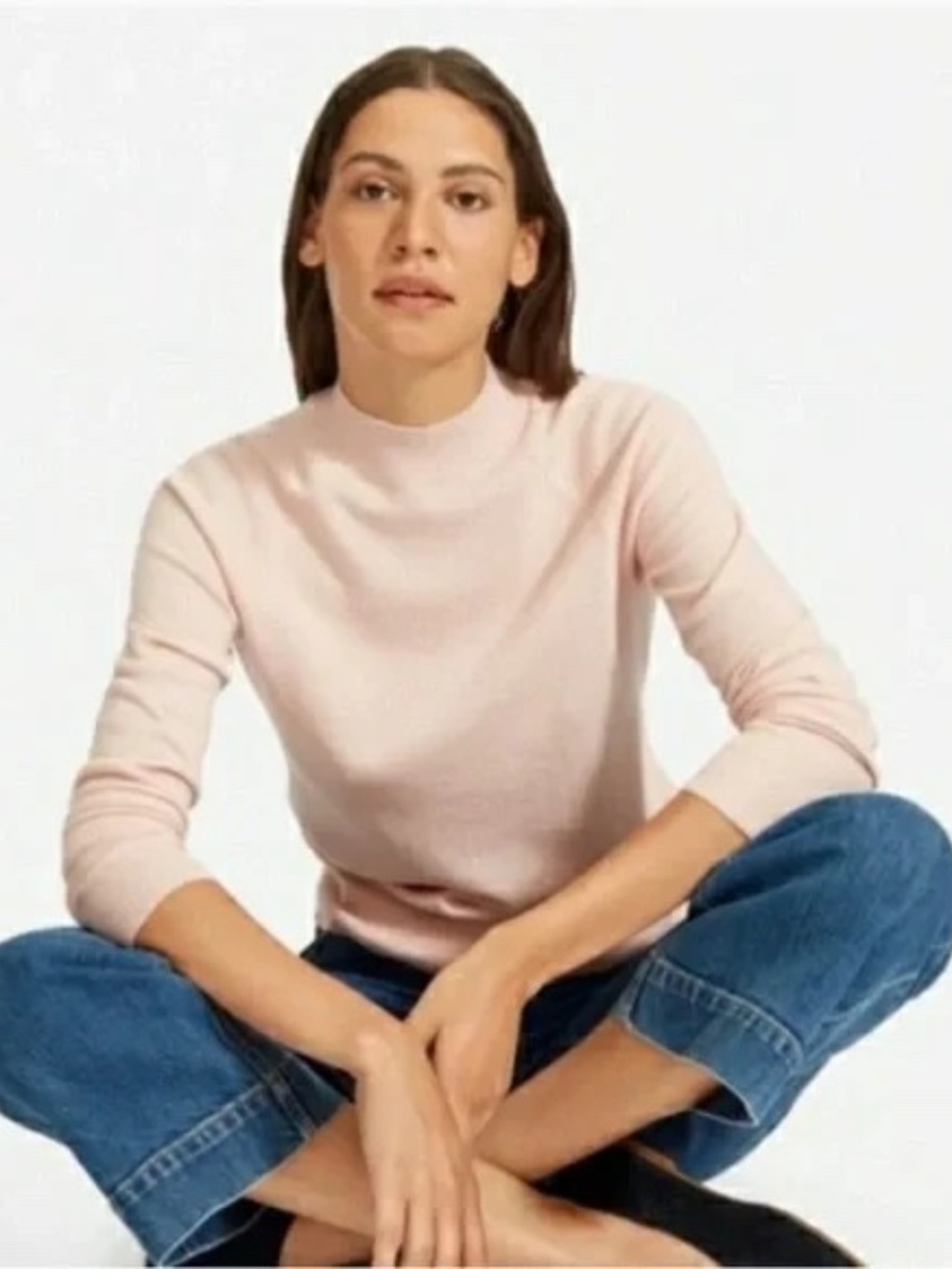 Unworn Everlane Cashmere Mock Neck Pullover Sweater in Light Pink